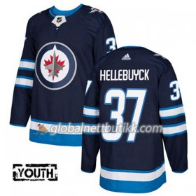 Winnipeg Jets Hockeydrakt Connor Hellebuyck 37 2017-2018 Blå Adidas Authentic - Barn